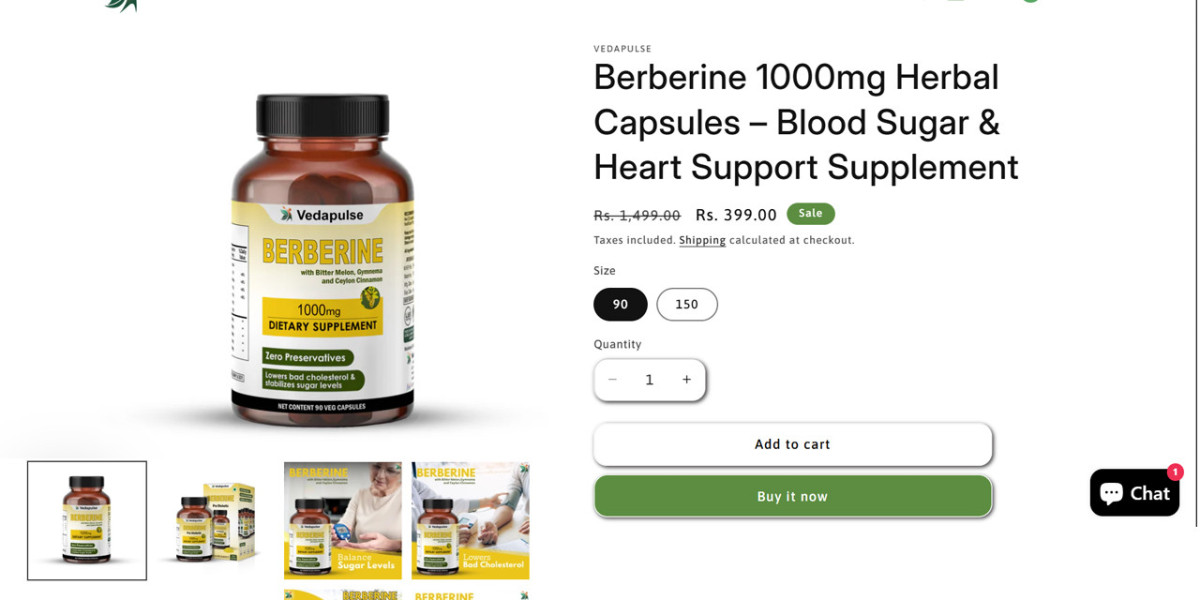 Berberine 1000mg Herbal Capsules – Blood Sugar & Heart Support Supplement | Vedapulse